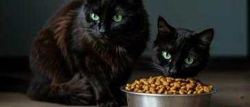 Cat avoiding dry food due to possible dental issues or health concerns.