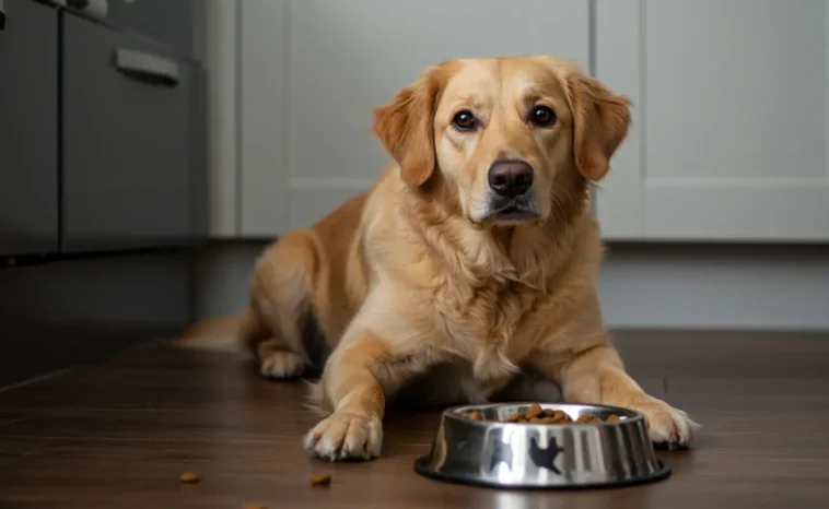 Can a Dog Die From Eating Cat Food - Guilty Dog with Cat Food