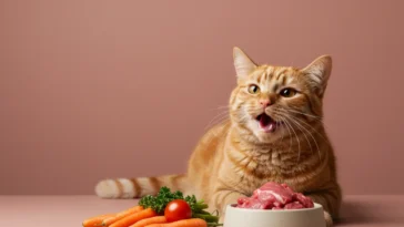 A bowl filled with fresh raw meat, organ meats, and ground bones, carefully prepared as part of a raw food cat diet.