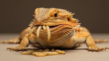 Can Bearded Dragons Eat Wax Worms? A Bearded Dragon Enjoying a Wax Worm