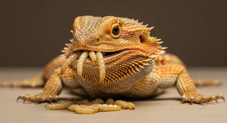 Can Bearded Dragons Eat Wax Worms? A Bearded Dragon Enjoying a Wax Worm