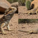 Side-by-side comparison of male and female bearded dragons highlighting their size, behavior, and physical traits, such as the darker beard of the male and the smaller, more docile nature of the female.