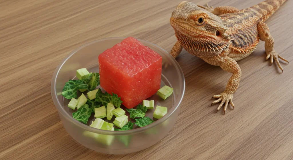 Small watermelon serving shown for bearded dragon – can bearded dragons have watermelon