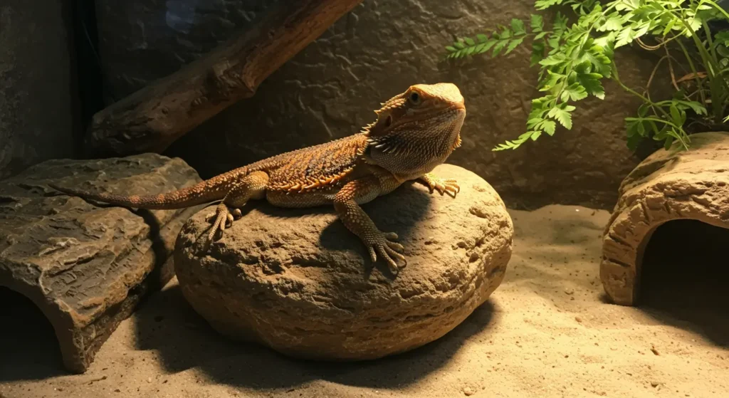 Bearded dragon looking curiously at fresh spinach leaves – Can Bearded Dragons Have Spinach question