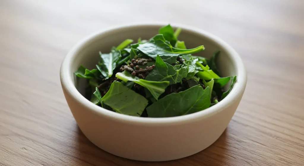 Small portion of spinach with safe greens for bearded dragons - Can Bearded Dragons Have Spinach