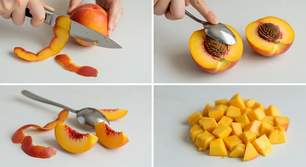 Preparing peaches safely for bearded dragons by removing skin and pits