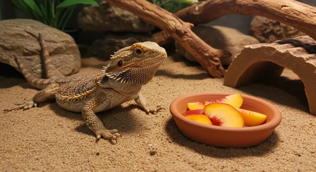 Preparing peaches safely for bearded dragons by removing skin and pits