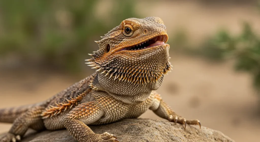 Bearded dragon with mouth open showing teeth – are bearded dragons venomous when they bite