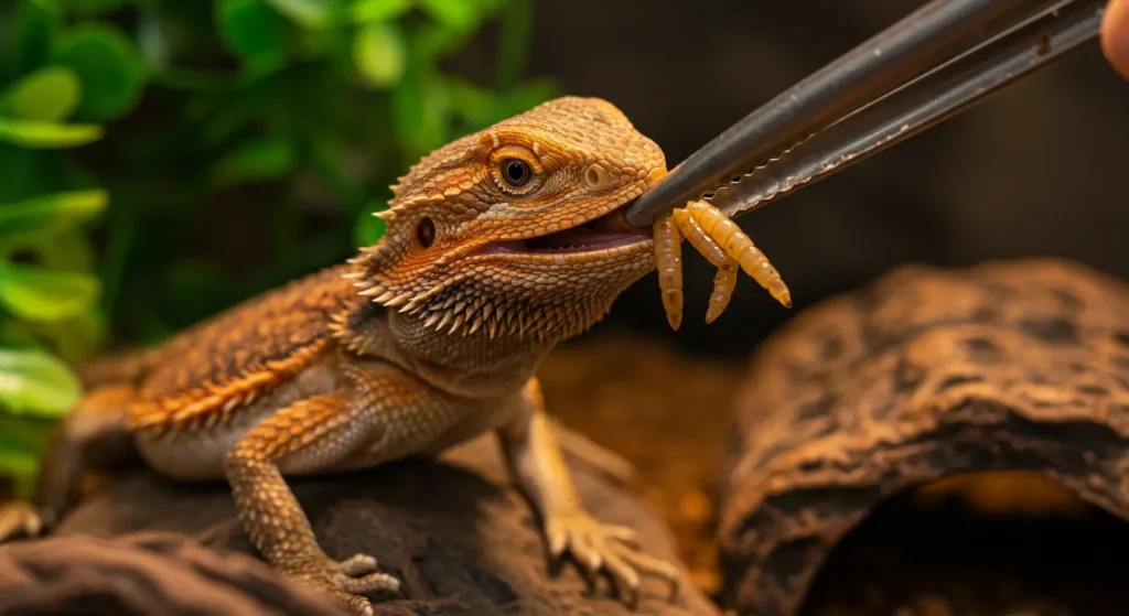 Feeding superworms to a juvenile bearded dragon safely