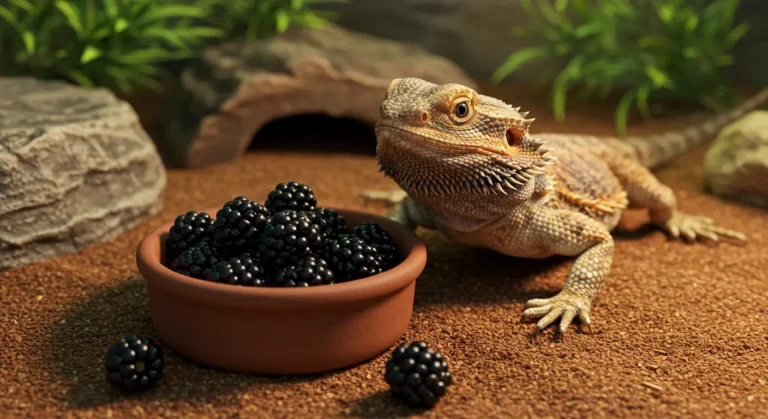 Can Bearded Dragons Have Blackberries sitting next to a bowl of fresh blackberries